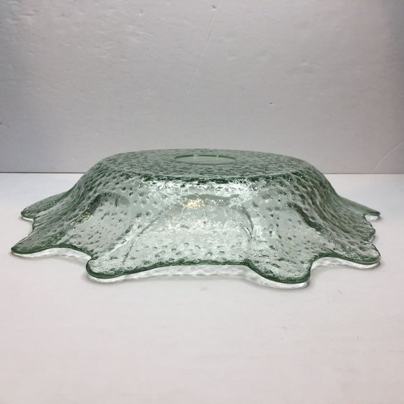 Vintage 13" Green Depression Bubble Glass Fruit Decor Bowl Textured Interior Art - Picture 4 of 10